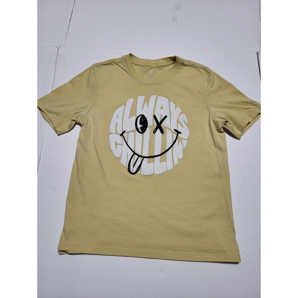 L5)Wonder Nation Always Chillin Smiley Face Graphic T Shirt Kid's M Yellow